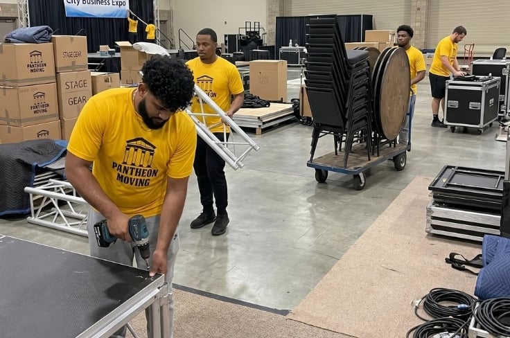 Pantheon Moving crew loading a truck for an emergency moving job in Kansas City